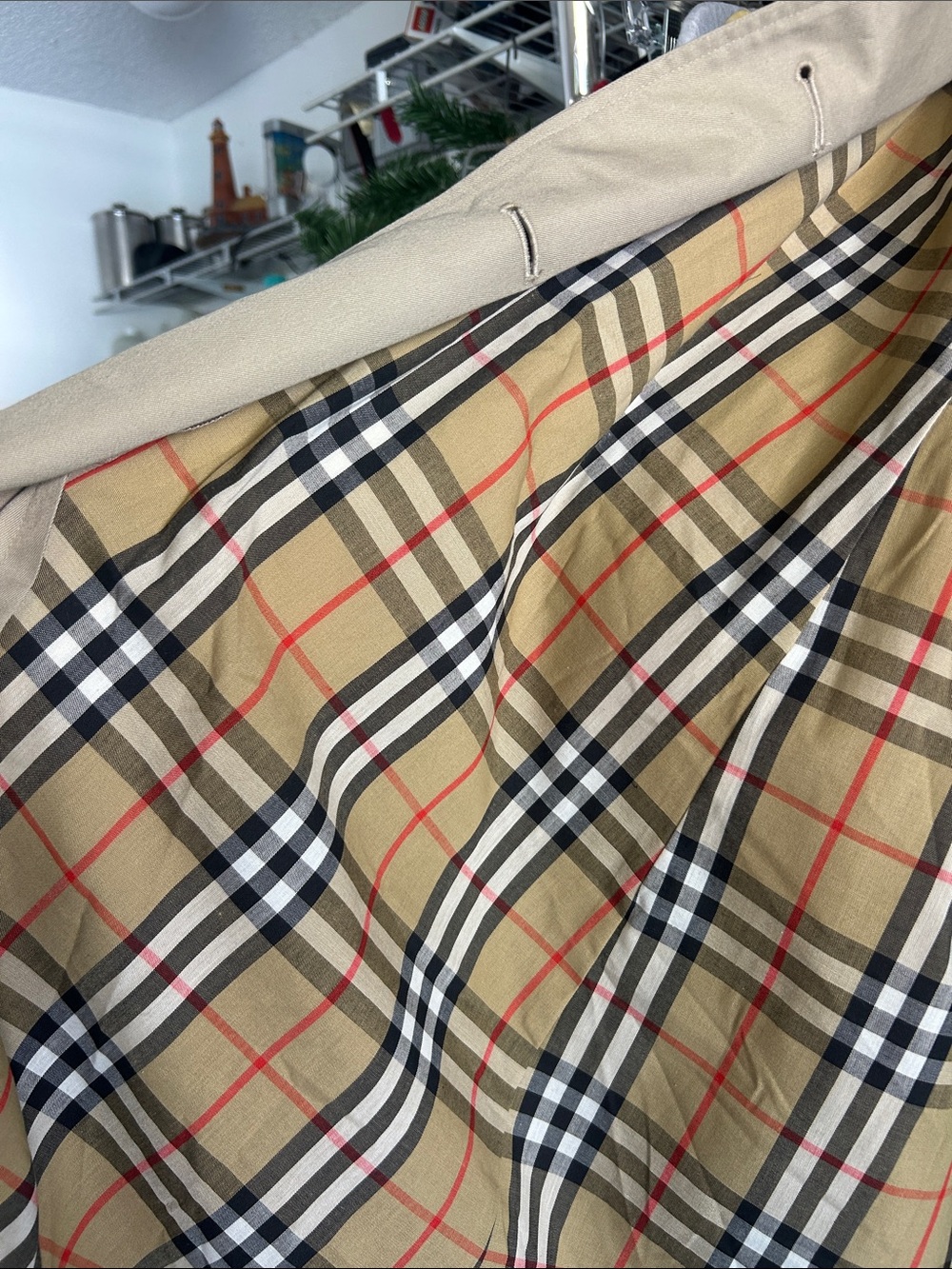 Classic Burberry Tan inside plaid